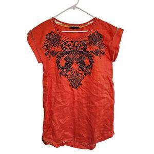 THML Embroidered Dress Coral Orange Size Medium